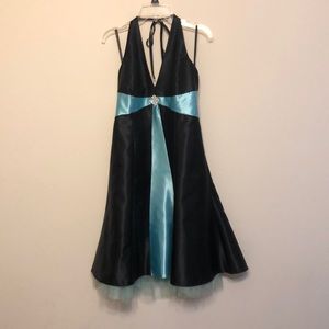 Aqua/Black Formal Dress
